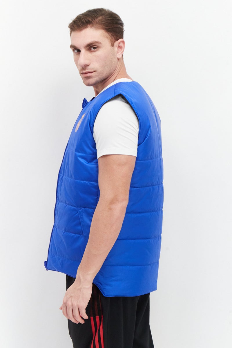 Adidas Men Sportswear Fit Sleeveless Reversible Vest Jacket, Blue - Image 4